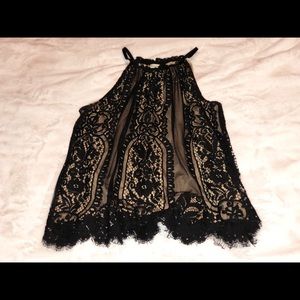Black lace with nude undertone blouse size M!
